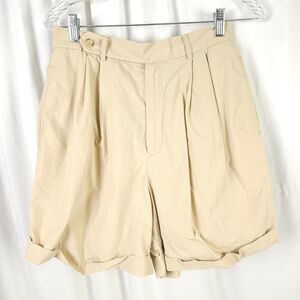 Ralph Lauren Polo Sport Womens 10 29x5 Beige Pleated High Rise Mom Chino Shorts